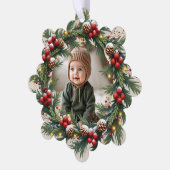 Woodland Baby Deer Eerste Kerstdag Gepersonaliseer Ornament Kaart (Links)