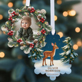 Woodland Baby Deer Eerste Kerstdag Gepersonaliseer Ornament Kaart