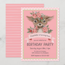 Woodland Baby Deer Pink Girl's Birthday Party