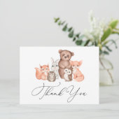 Woodland baby dieren dank u kaart (Staand voorkant)