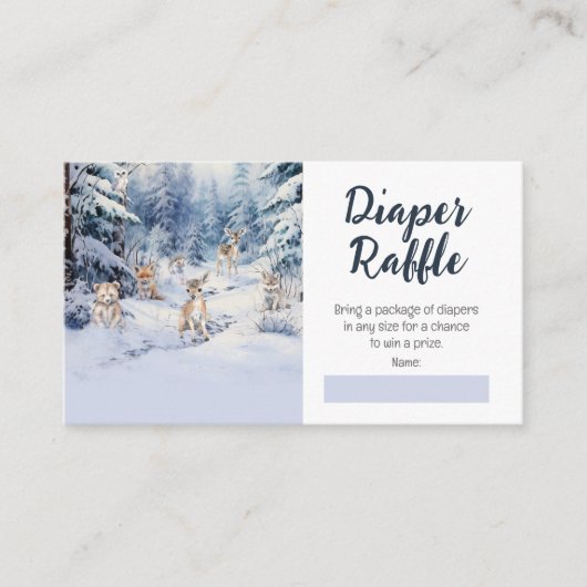Woodland Baby Dieren Winter Baby Luier Raffle Informatiekaartje (Voorkant)