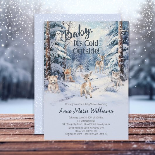 Woodland Baby Dieren Winterjongen Baby shower Kaart