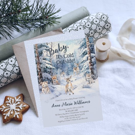 Woodland Baby Dieren Winterjongen Baby shower Kaart