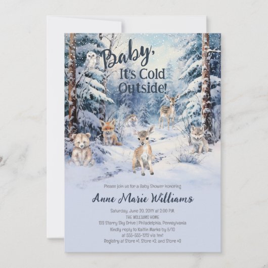 Woodland Baby Dieren Winterjongen Baby shower Kaart (Voorkant)