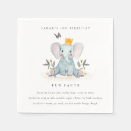 Woodland Baby Elephant Foliage Fun Facts Birthday Servet