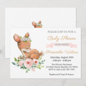 Woodland Baby Fawn Baby shower Invitation Kaart (Voorkant / Achterkant)