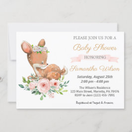 Woodland Baby Fawn Baby shower Invitation Kaart