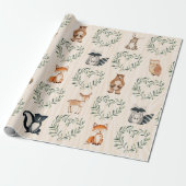 Woodland Baby Forest Dier Cadeaupapier (Uitgerold)