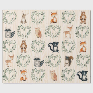 Woodland Baby Forest Dier Cadeaupapier