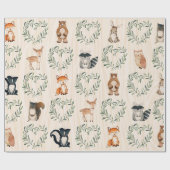 Woodland Baby Forest Dier Cadeaupapier (Vlak)