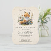 Woodland Baby Fox Spring Baby shower Invitation Kaart (Staand voorkant)