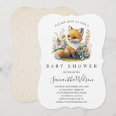 Woodland Baby Fox Spring Baby shower Invitation Kaart (Voorkant / Achterkant)