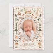 Woodland Baby geboorteaankondiging foto Aankondiging (Voorkant)