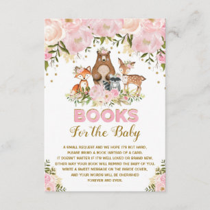 Woodland Baby Girl Blush Gold Floral Boek Informatiekaartje