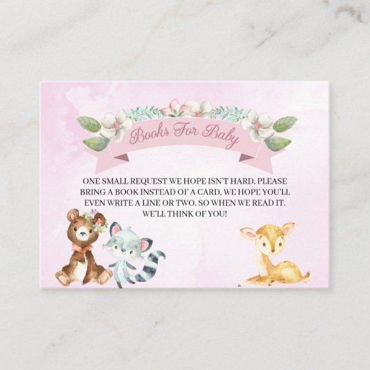 Woodland Baby Girl Books for Baby Enclosure Card Informatiekaartje (Voorkant)