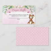 Woodland Baby Girl Diaper Raffle Enclosure Card Informatiekaartje (Voorkant / Achterkant)