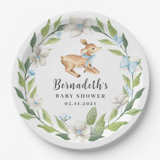 Woodland Baby Herten Baby shower Papier Bord (Voorkant)