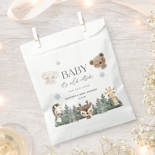 Woodland Baby Het is koud buiten Baby shower Bedankzakje (Geknipt)