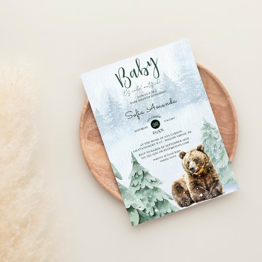 Woodland Baby Het is koud buiten Baby shower Kaart