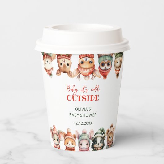 Woodland Baby Het is koud buiten Baby shower Papieren Bekers (Achterkant)