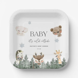 Woodland Baby Het is koud buiten Baby shower Papieren Bordje