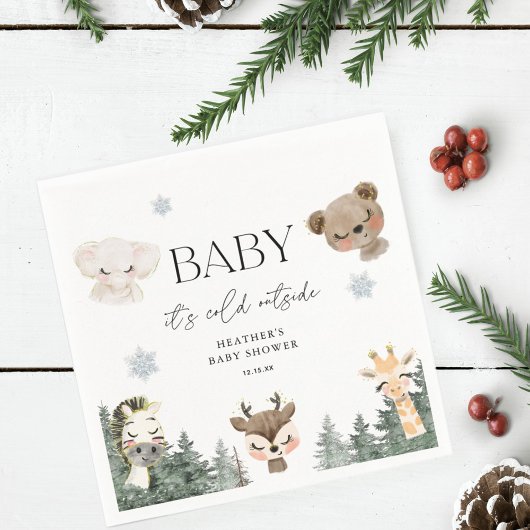 Woodland Baby Het is koud buiten Baby shower Servet