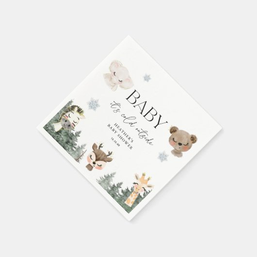 Woodland Baby Het is koud buiten Baby shower Servet (Hoek)