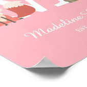 Woodland Baby Initiaal Monogram Pink Nursery Poster (Hoek)