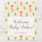 Woodland Baby Initialen Aangepast wijnlabel Wijn Etiket (Enkel label)