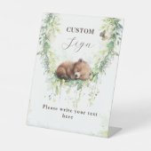 Woodland Baby Jongen Douche Aangepast teken Reclamebord Met Voetstuk (Voorkant)