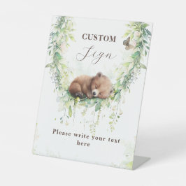 Woodland Baby Jongen Douche Aangepast teken Reclamebord Met Voetstuk