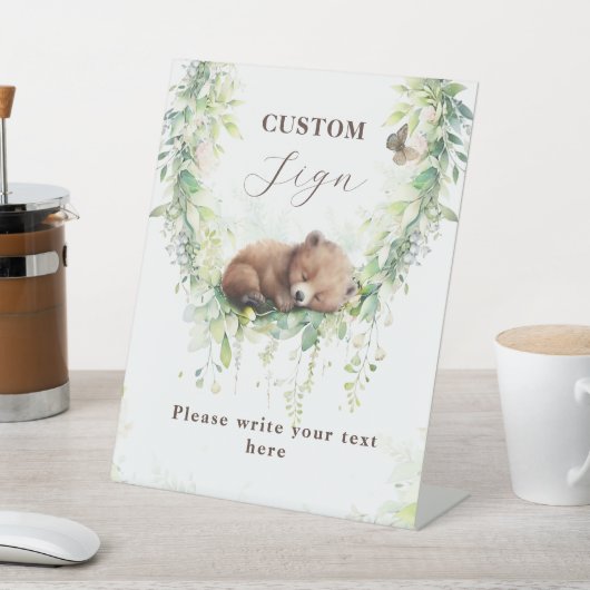 Woodland Baby Jongen Douche Aangepast teken Reclamebord Met Voetstuk (Insitu)