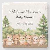 Woodland Baby Jongen Douche Stenen Onderzetter (Voorkant)