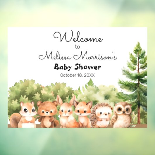 Woodland Baby Jongen Douche Welkom Raamsticker (Vel 3)