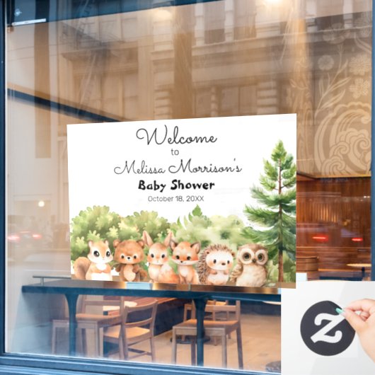 Woodland Baby Jongen Douche Welkom Raamsticker (Cafe Raam)