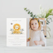 Woodland Baby Lion Foliage Foto van elke zondag Bedankkaart (Staand voorkant)