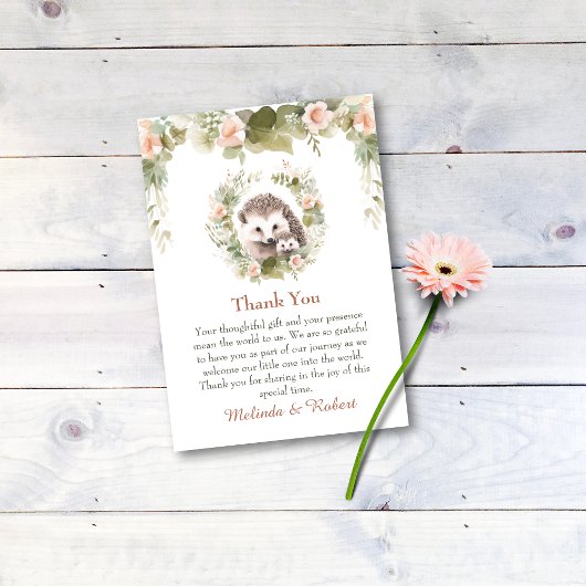 Woodland Baby met Schattigee egel Bedankkaart