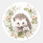 Woodland Baby met Schattigee egel Ronde Sticker (Voorkant)