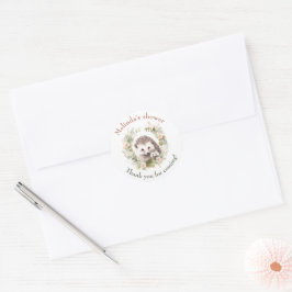 Woodland Baby met Schattigee Hedgehog Custom Ronde Sticker