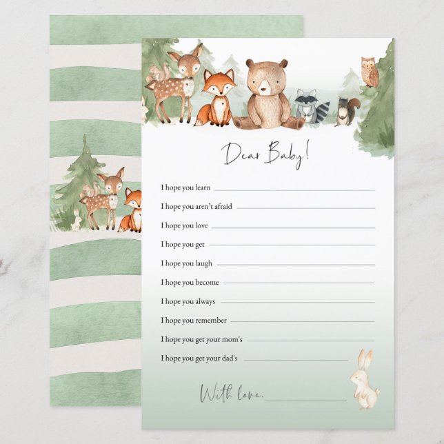 Woodland Baby shower Advice Beste Baby (Voorkant / Achterkant)