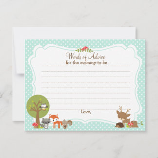 Woodland Baby shower Advice Card voor moeder Advieskaart