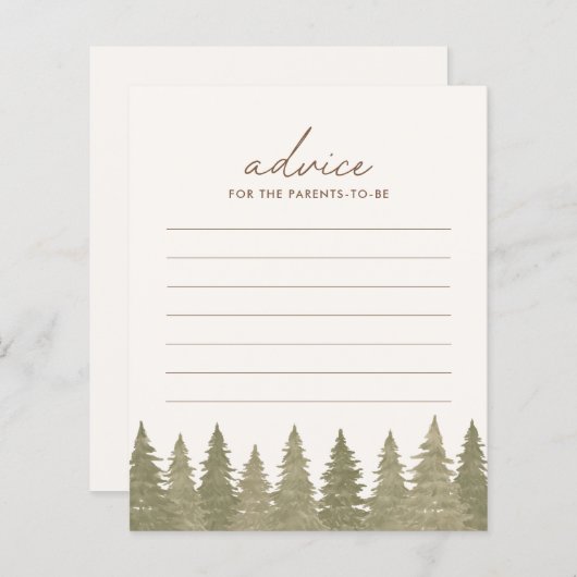 Woodland Baby shower Advice Kaart (Voorkant / Achterkant)