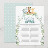Woodland Baby shower Baby ABC's Game Kaart (Voorkant / Achterkant)