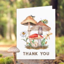 Woodland Baby shower bedankkaart | Paddenstoelen &