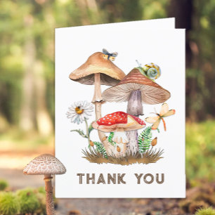 Woodland Baby shower bedankkaart Paddenstoelen &