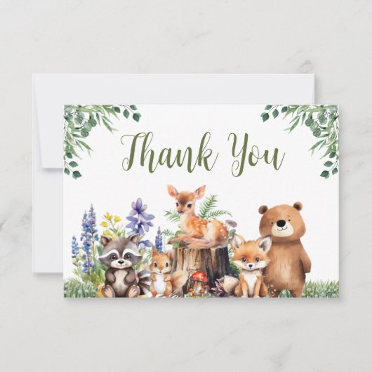 Woodland Baby shower | Bedankt kaart (Voorkant)