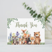 Woodland Baby shower | Bedankt kaart (Staand voorkant)