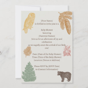 Woodland Baby shower-Beren, Moose, Uilen Kaart