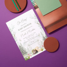 Woodland Baby shower bewerkbare uitnodiging