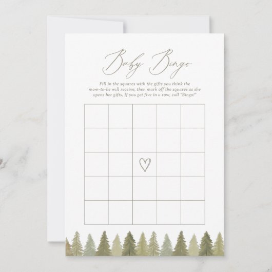 Woodland Baby shower Bingo Game Kaart (Voorkant)
